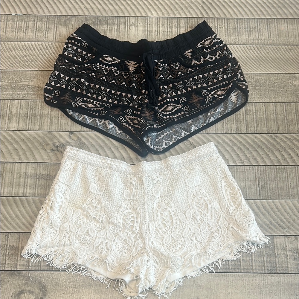 Fire Los Angeles Black and White High Waist Shorts